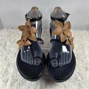 Soul Naturalizer Detail Sandals Women Size 9 M Black Espadrille Ankle Strap